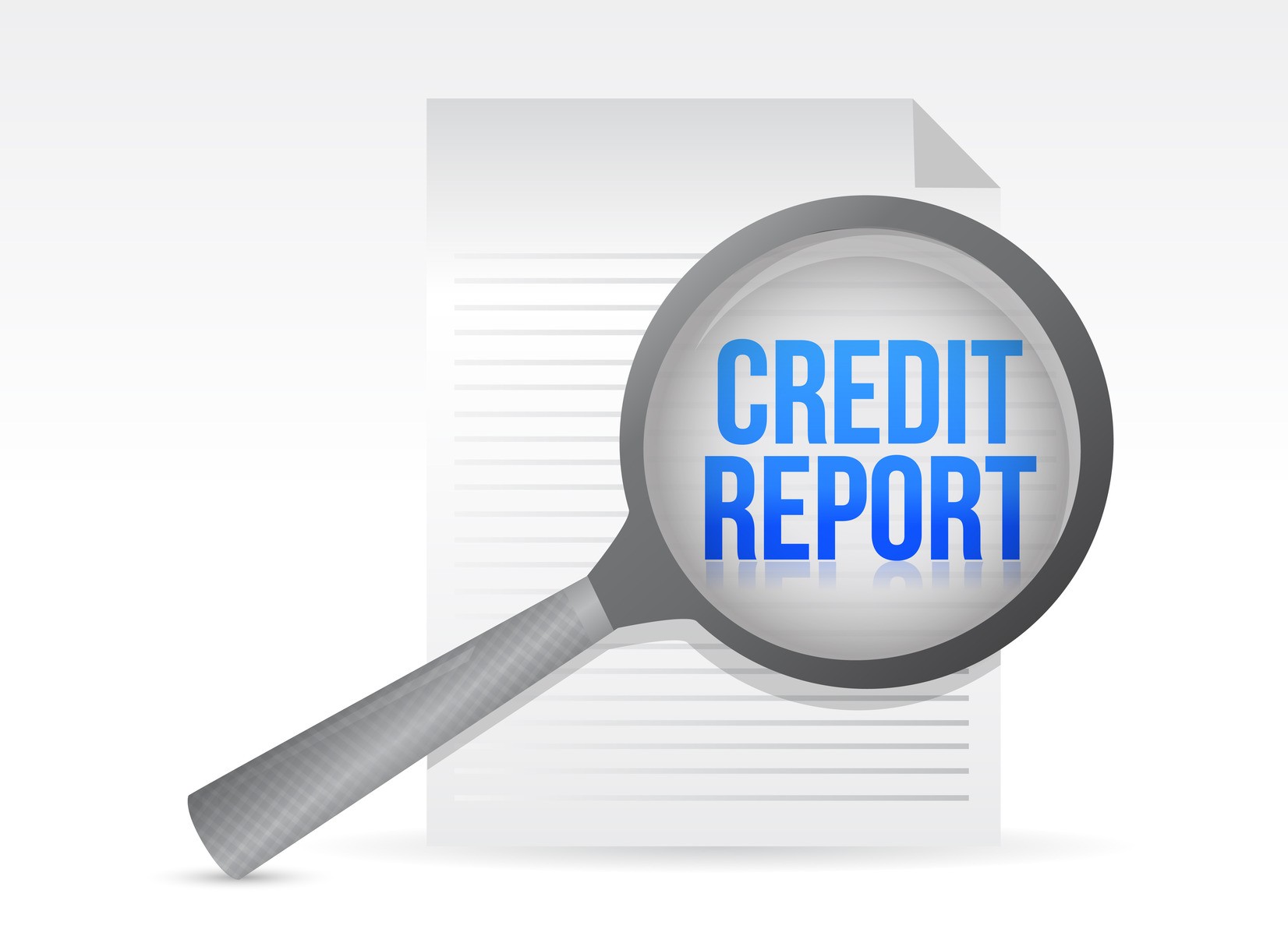 Consumer Protection Credit Report and Magnifying Glass